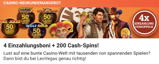 Echtgeld Bonus für LeoVegas Registrierung