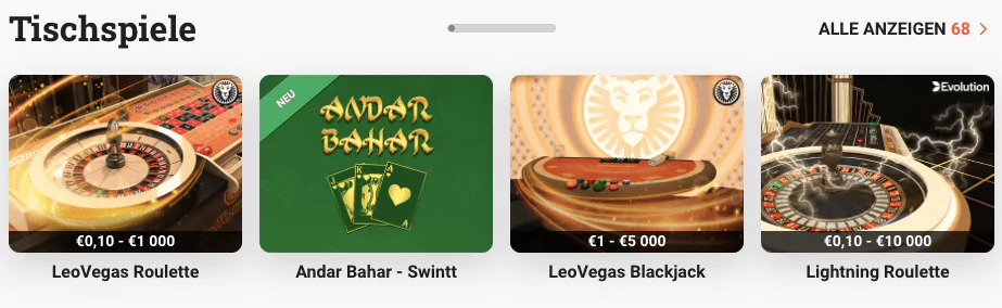 Haben Sie Lust auf Tischspiele? Evolution Gaming Angebot